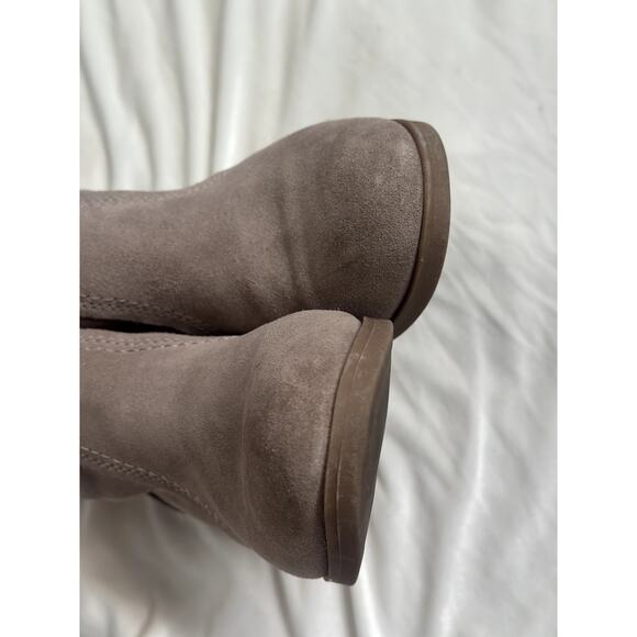 White Mountain Sz 8 Bernata Taupe Brown Leather Heeled Slouchy Booties Boho Chic - Picture 6 of 8